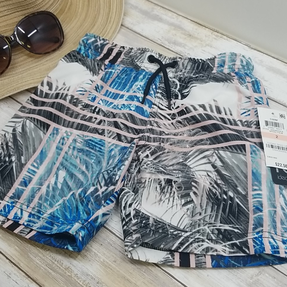 Ideology Boys Palm-Print Swim Trunks - Picture 2 of 2
